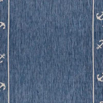 5' X 7' Nautical Anchor Indoor / Outdoor Area Rug - Blue / Natural