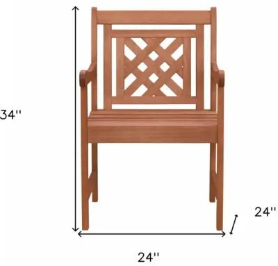 Dining Armchair With Hatched Back - Brown