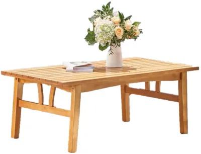 Wood Outdoor Rectangular Coffee Table - Natural