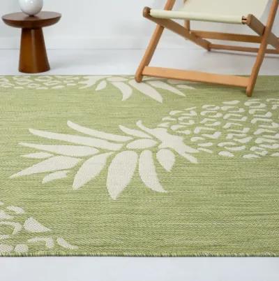 5' X 7' Floral Indoor / Outdoor Area Rug - Green