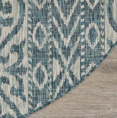 8' X 8' Indoor / Outdoor Area Rug - Blue / Gray