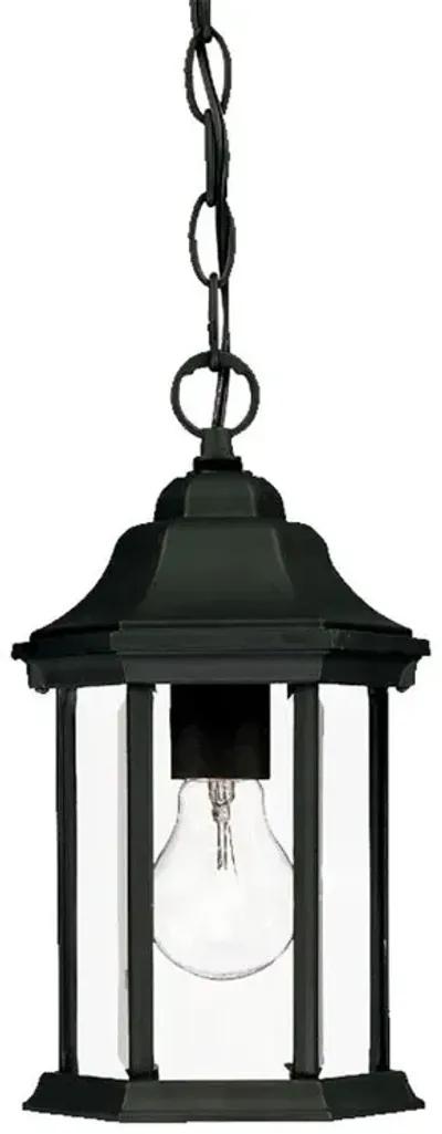 Narrow Glass Lantern Hanging Light - Matte Black