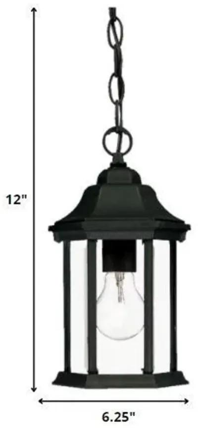 Narrow Glass Lantern Hanging Light - Matte Black