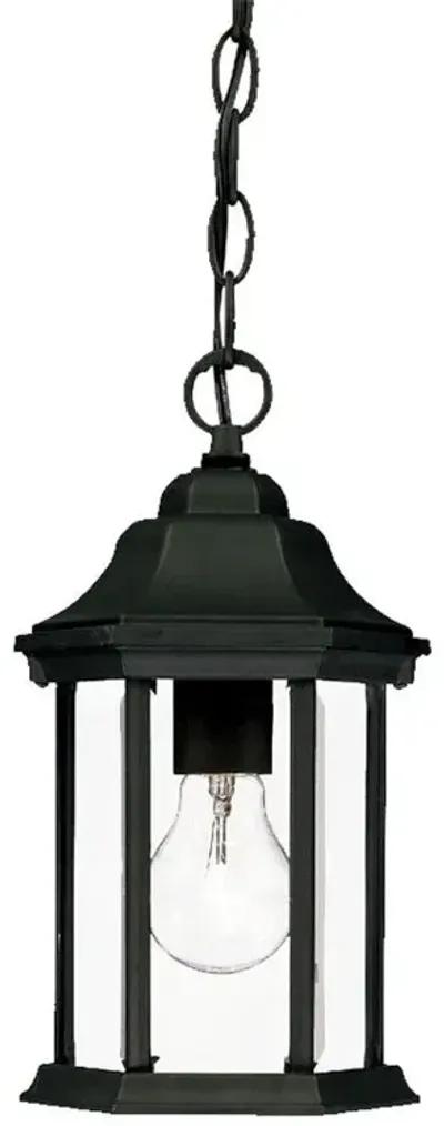 Narrow Glass Lantern Hanging Light - Matte Black