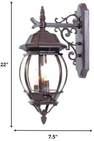 Three Light Hanging Glass Globe Wall Light - Dark Brown