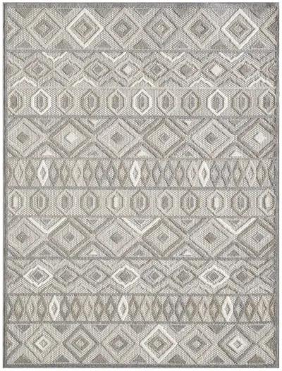 3' X 5' Southwestern Stain Resistant Indoor / Outdoor Area Rug - Gray / Ivory