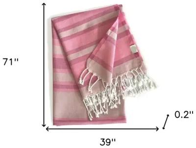 Shades Striped Design Turkish Beach Blanket - Of Pink