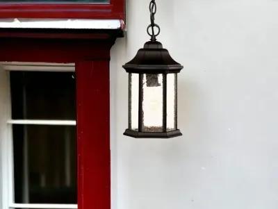 Textured Glass Lantern Hanging Light - Antique Black