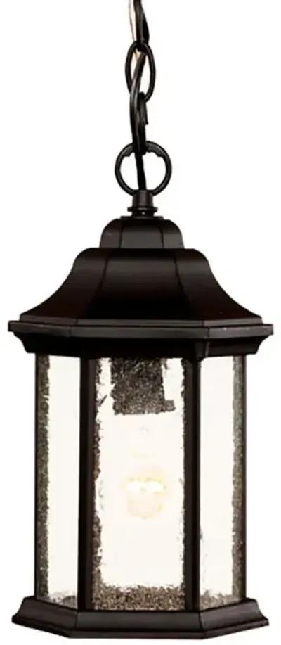 Textured Glass Lantern Hanging Light - Antique Black