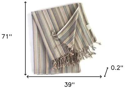 Colored Striped Design Turkish Beach Blanket - Multi