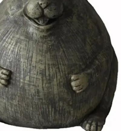 Chubby Rabbit Garden Statue - Antiqued Gray