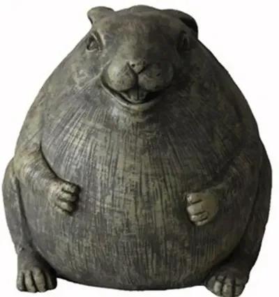 Chubby Rabbit Garden Statue - Antiqued Gray