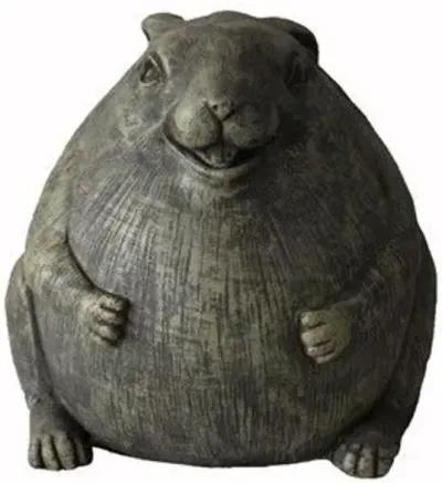 Chubby Rabbit Garden Statue - Antiqued Gray