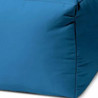 Cool Bright Solid Color Indoor / Outdoor Pouf Ottoman - Teal Blue