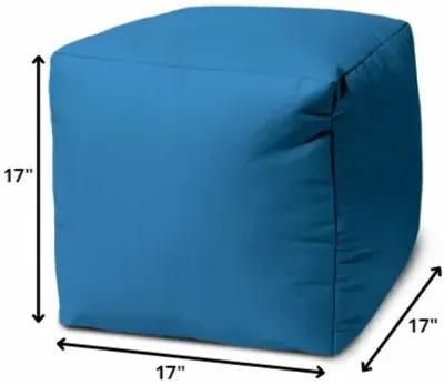 Cool Bright Solid Color Indoor / Outdoor Pouf Ottoman - Teal Blue