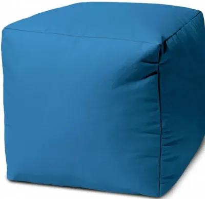 Cool Bright Solid Color Indoor / Outdoor Pouf Ottoman - Teal Blue