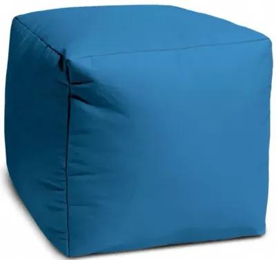 Cool Bright Solid Color Indoor / Outdoor Pouf Ottoman - Teal Blue