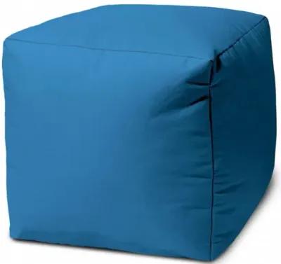 Cool Bright Solid Color Indoor / Outdoor Pouf Ottoman - Teal Blue