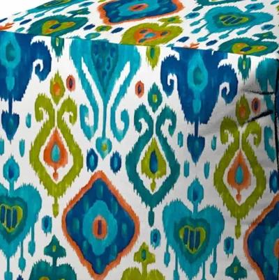 Polyester Cube Indoor / Outdoor Pouf Ottoman - Turquoise