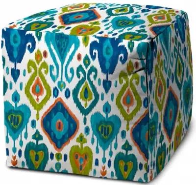 Polyester Cube Indoor / Outdoor Pouf Ottoman - Turquoise