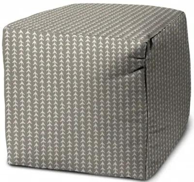 Polyester Cube Geometric Indoor / Outdoor Pouf Ottoman - Taupe