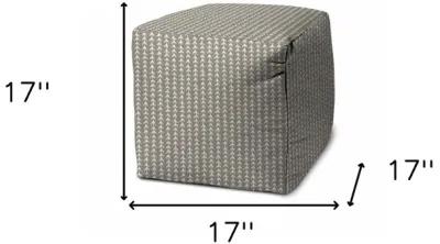 Polyester Cube Geometric Indoor / Outdoor Pouf Ottoman - Taupe