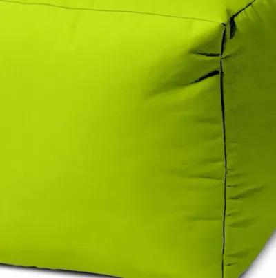 Cool Lemongrass Solid Color Indoor Outdoor Pouf Cover - Green