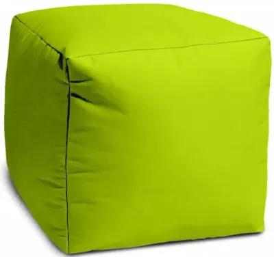 Cool Lemongrass Solid Color Indoor Outdoor Pouf Cover - Green