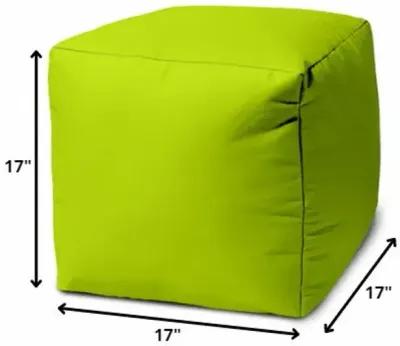 Cool Lemongrass Solid Color Indoor Outdoor Pouf Cover - Green