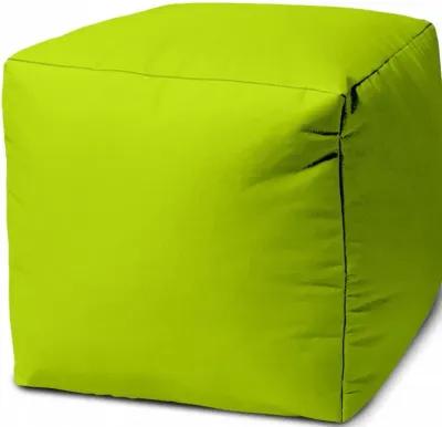 Cool Lemongrass Solid Color Indoor Outdoor Pouf Cover - Green