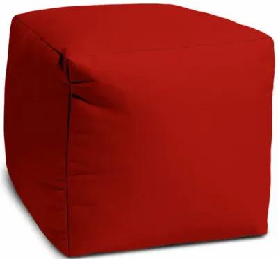 Cool Primary Solid Color Indoor Outdoor Pouf Cover - Red