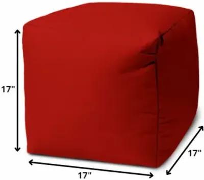 Cool Primary Solid Color Indoor Outdoor Pouf Cover - Red