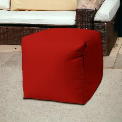 Cool Primary Solid Color Indoor Outdoor Pouf Cover - Red