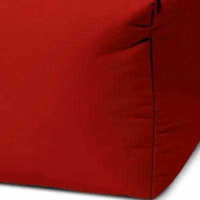 Cool Primary Solid Color Indoor Outdoor Pouf Cover - Red