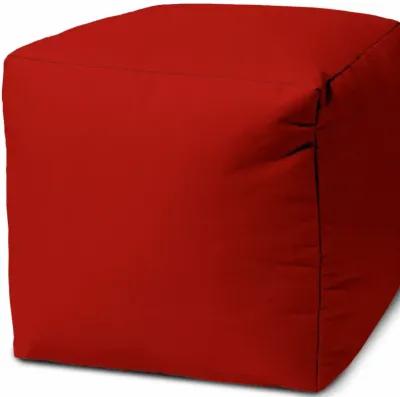 Cool Primary Solid Color Indoor Outdoor Pouf Cover - Red