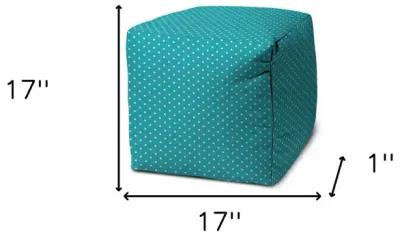 Cube Polka Dots Indoor Outdoor Pouf Cover - Turquoise