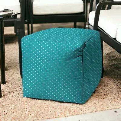 Cube Polka Dots Indoor Outdoor Pouf Cover - Turquoise