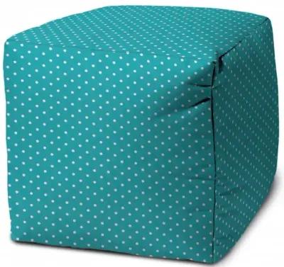 Cube Polka Dots Indoor Outdoor Pouf Cover - Turquoise