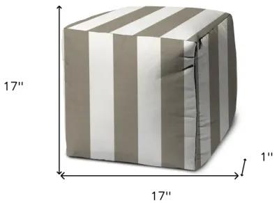 Cube Striped, Indoor Outdoor Pouf Cover - Taupe