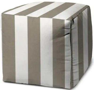 Cube Striped, Indoor Outdoor Pouf Cover - Taupe