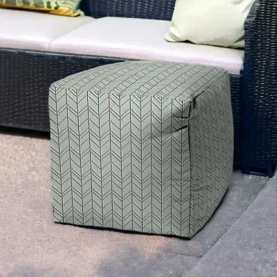 Cube Geometric Indoor Outdoor Pouf Cover - Green