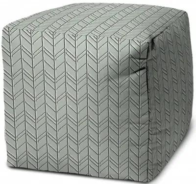 Cube Geometric Indoor Outdoor Pouf Cover - Green