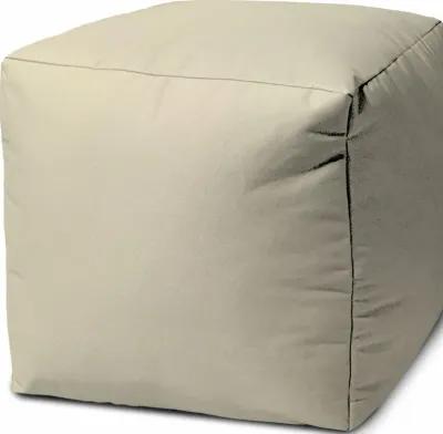 Canvas Cube Outdoor Pouf Cover - Ivory