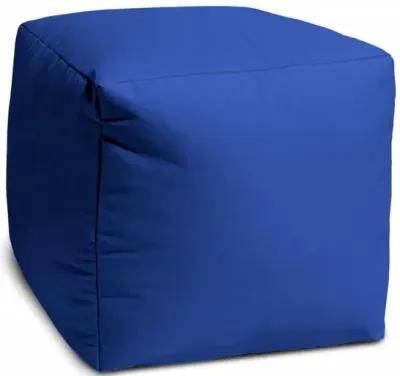 Cool Primary Solid Color Indoor Outdoor Pouf Cover - Blue