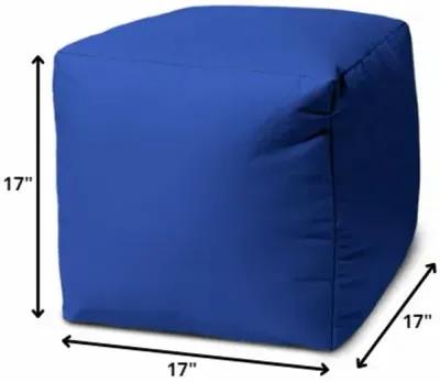 Cool Primary Solid Color Indoor Outdoor Pouf Cover - Blue