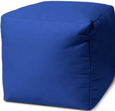 Cool Primary Solid Color Indoor Outdoor Pouf Cover - Blue