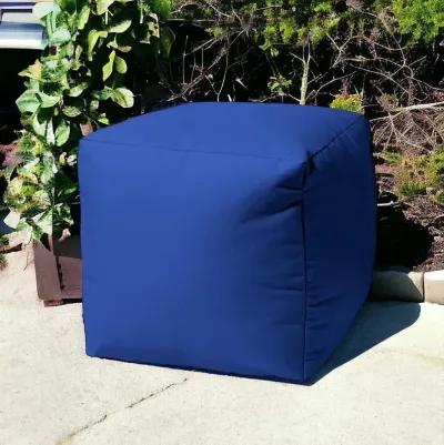 Cool Primary Solid Color Indoor Outdoor Pouf Cover - Blue