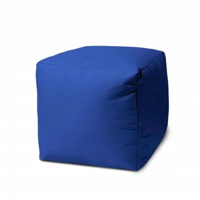 Cool Primary Solid Color Indoor Outdoor Pouf Cover - Blue