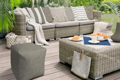 Cube Indoor Outdoor Pouf Cover - Taupe