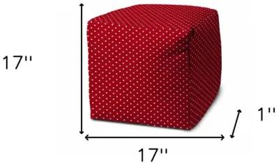 Cube Polka Dots Indoor / Outdoor Pouf Cover - Red